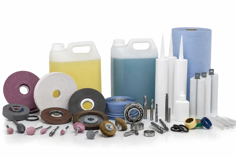 Industrial consumables — grinding wheels, lubricants and adhesives