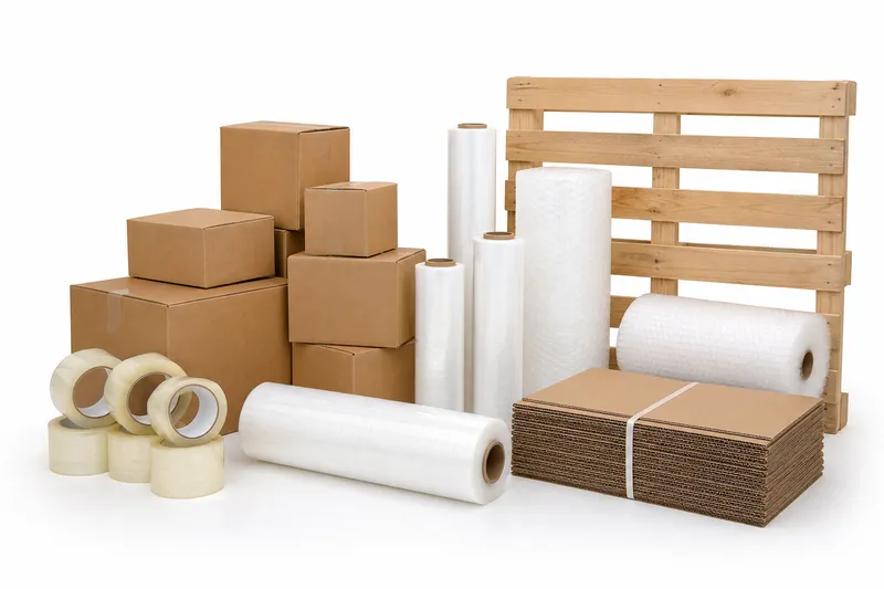 Packaging materials — corrugated boxes, stretch film and pallets